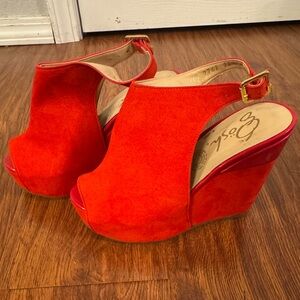 NEW Stylish Gösh Red Suede Wedge Sandals from Mexico size 5.5 leather handmade